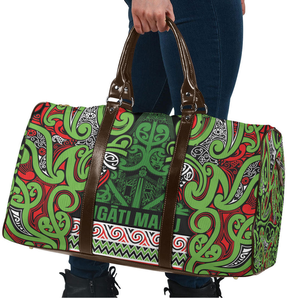 Aotearoa Iwi Ngati Maru Hauraki Travel Bag Maori Wharenui House Tribal Pattern