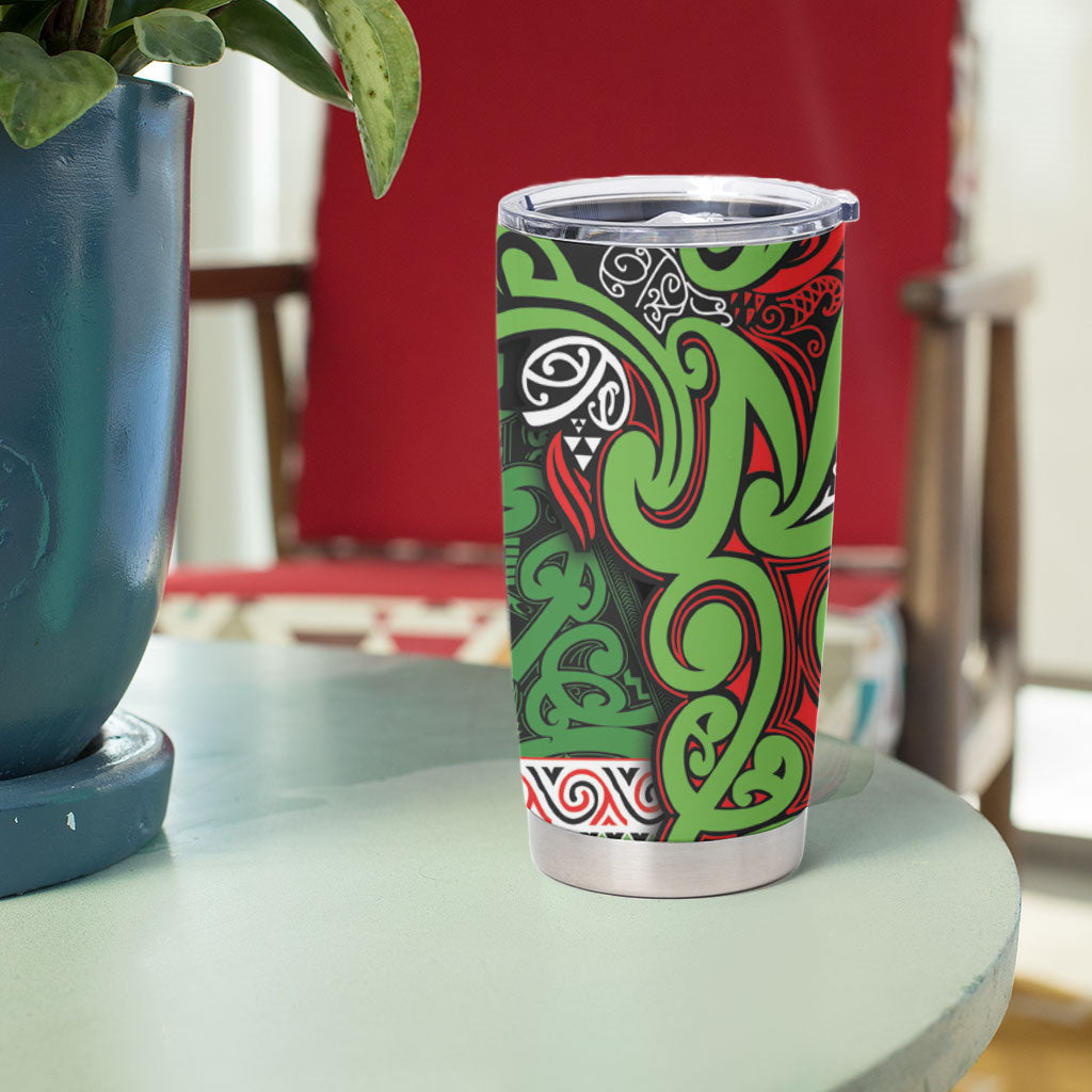 Aotearoa Iwi Ngati Maru Hauraki Tumbler Cup Maori Wharenui House Tribal Pattern
