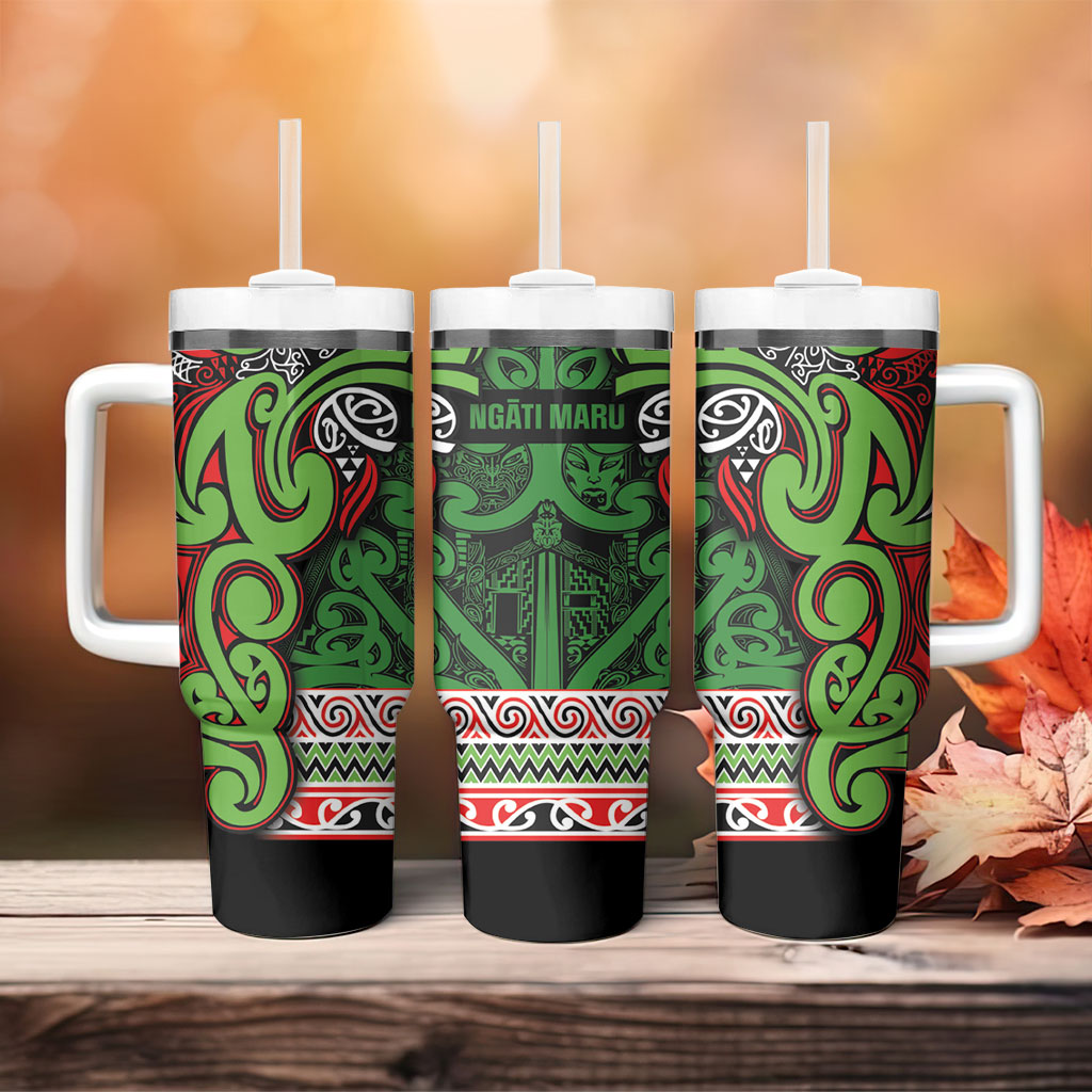 Aotearoa Iwi Ngati Maru Hauraki Tumbler With Handle Maori Wharenui House Tribal Pattern