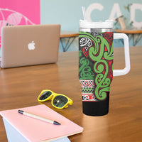 Aotearoa Iwi Ngati Maru Hauraki Tumbler With Handle Maori Wharenui House Tribal Pattern