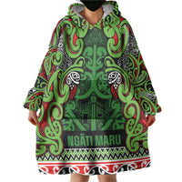 Aotearoa Iwi Ngati Maru Hauraki Wearable Blanket Hoodie Maori Wharenui House Tribal Pattern