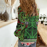 Aotearoa Iwi Ngati Maru Hauraki Women Casual Shirt Maori Wharenui House Tribal Pattern