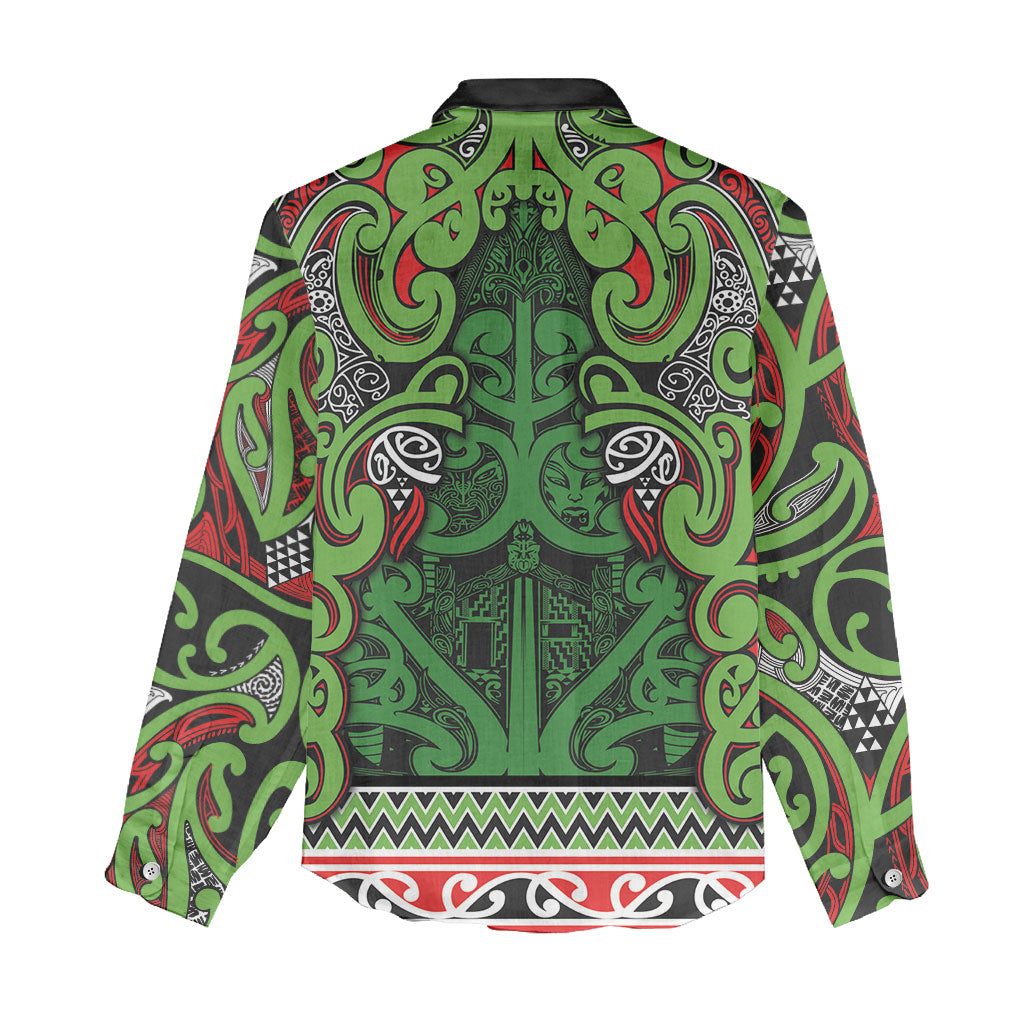 Aotearoa Iwi Ngati Maru Hauraki Women Casual Shirt Maori Wharenui House Tribal Pattern