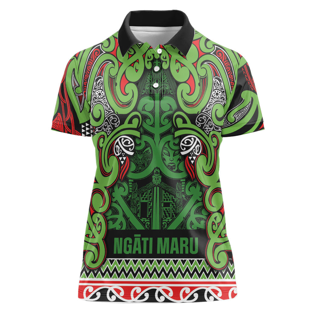 Aotearoa Iwi Ngati Maru Hauraki Women Polo Shirt Maori Wharenui House Tribal Pattern