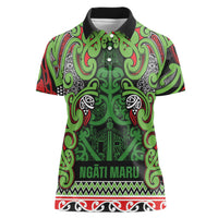 Aotearoa Iwi Ngati Maru Hauraki Women Polo Shirt Maori Wharenui House Tribal Pattern
