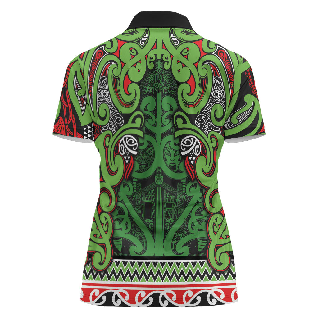 Aotearoa Iwi Ngati Maru Hauraki Women Polo Shirt Maori Wharenui House Tribal Pattern