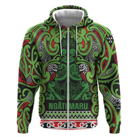 Aotearoa Iwi Ngati Maru Hauraki Zip Hoodie Maori Wharenui House Tribal Pattern