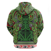 Aotearoa Iwi Ngati Maru Hauraki Zip Hoodie Maori Wharenui House Tribal Pattern