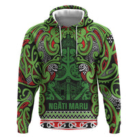 Aotearoa Iwi Ngati Maru Hauraki Zip Hoodie Maori Wharenui House Tribal Pattern