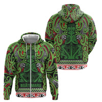 Aotearoa Iwi Ngati Maru Hauraki Zip Hoodie Maori Wharenui House Tribal Pattern