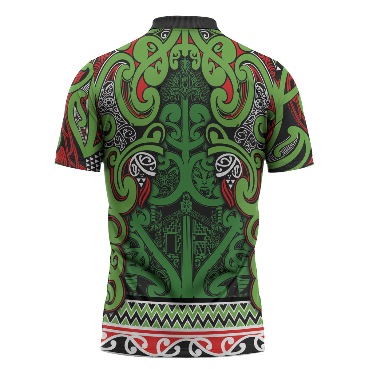 Aotearoa Iwi Ngati Maru Hauraki Zipper Polo Shirt Maori Wharenui House Tribal Pattern
