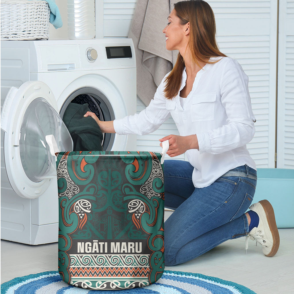 Aotearoa Iwi Ngāti Maru Taranaki Laundry Basket Maori Wharenui House Tribal Pattern