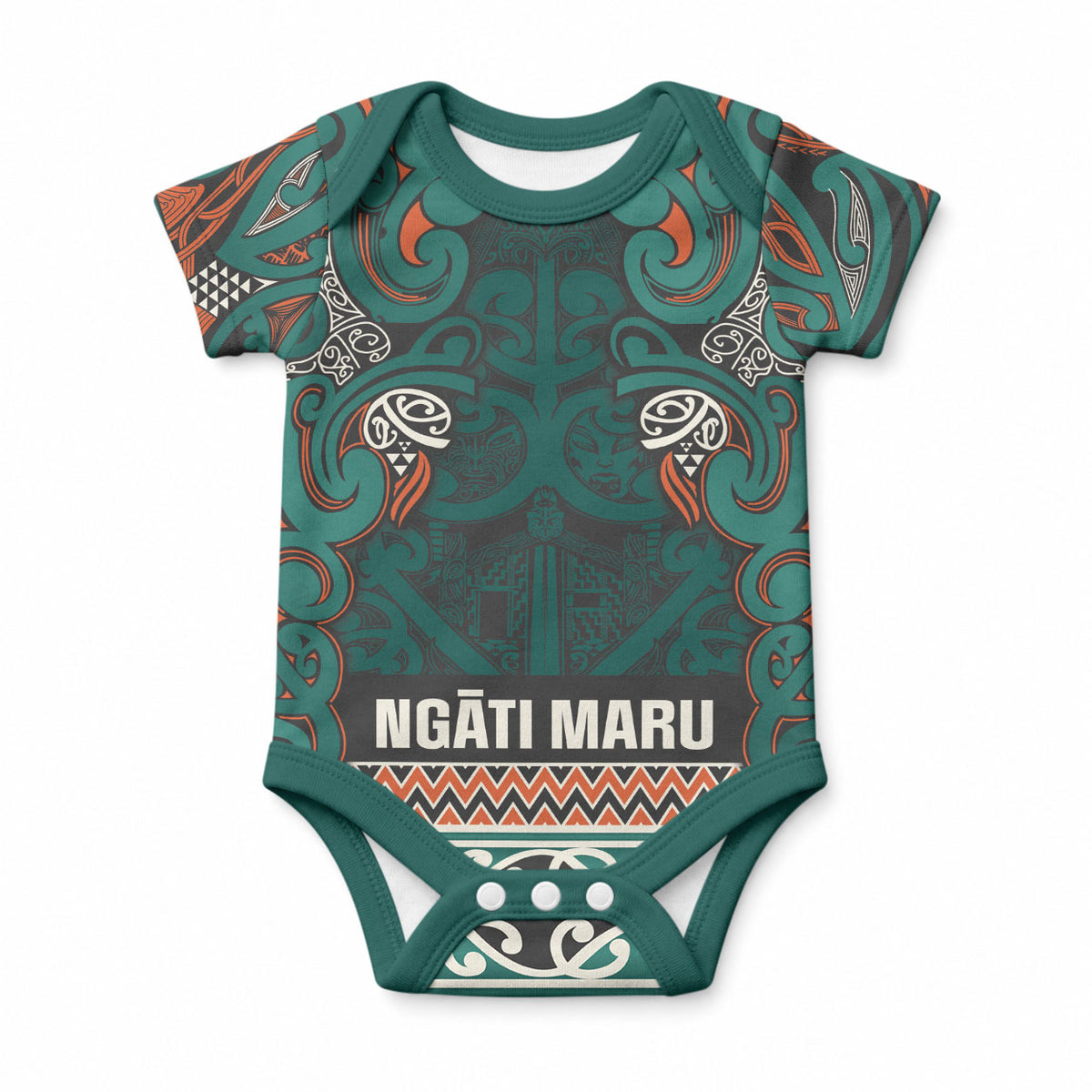 Aotearoa Iwi Ngāti Maru Taranaki Baby Onesie Maori Wharenui House Tribal Pattern