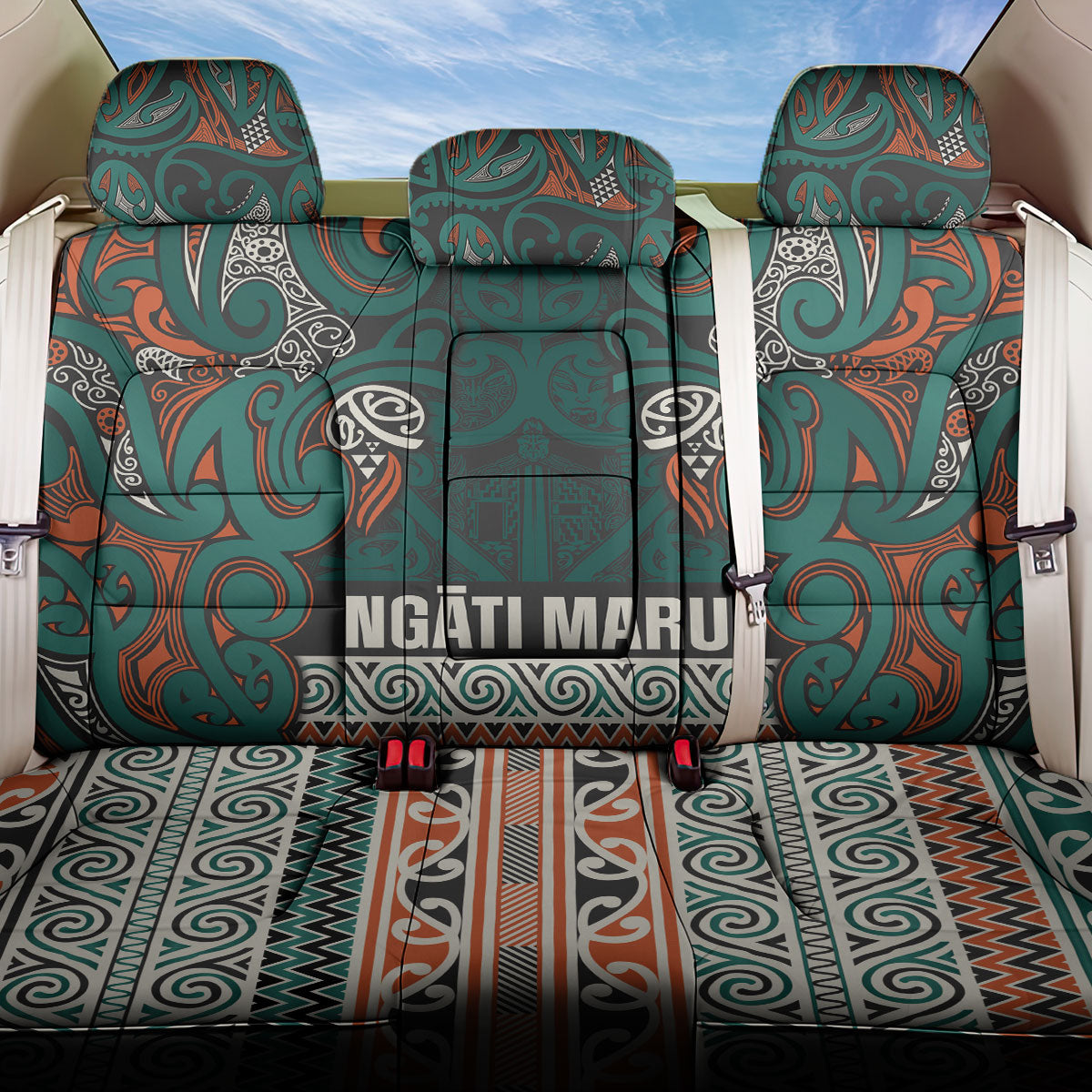 Aotearoa Iwi Ngāti Maru Taranaki Back Car Seat Cover Maori Wharenui House Tribal Pattern