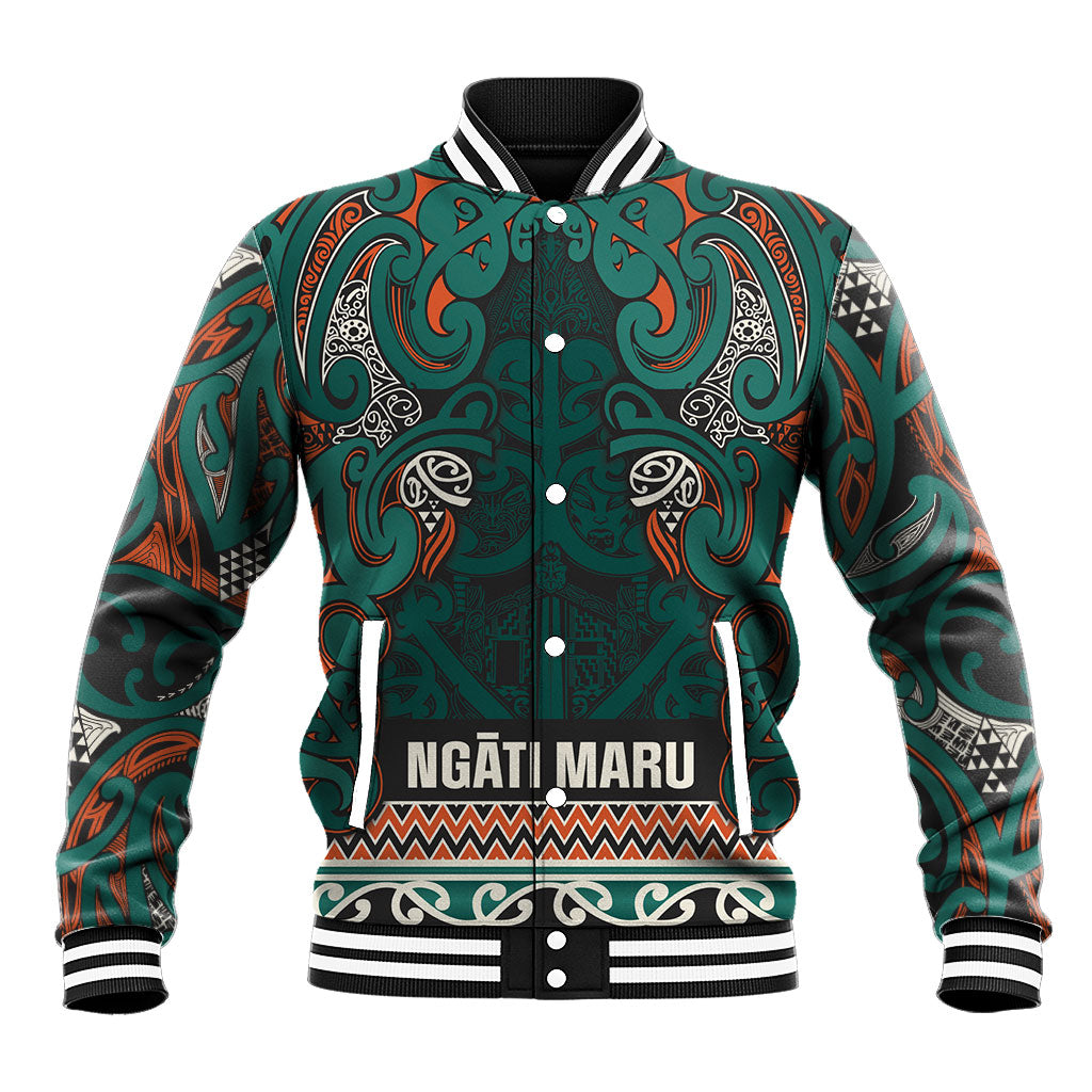 Aotearoa Iwi Ngāti Maru Taranaki Baseball Jacket Maori Wharenui House Tribal Pattern