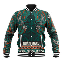 Aotearoa Iwi Ngāti Maru Taranaki Baseball Jacket Maori Wharenui House Tribal Pattern