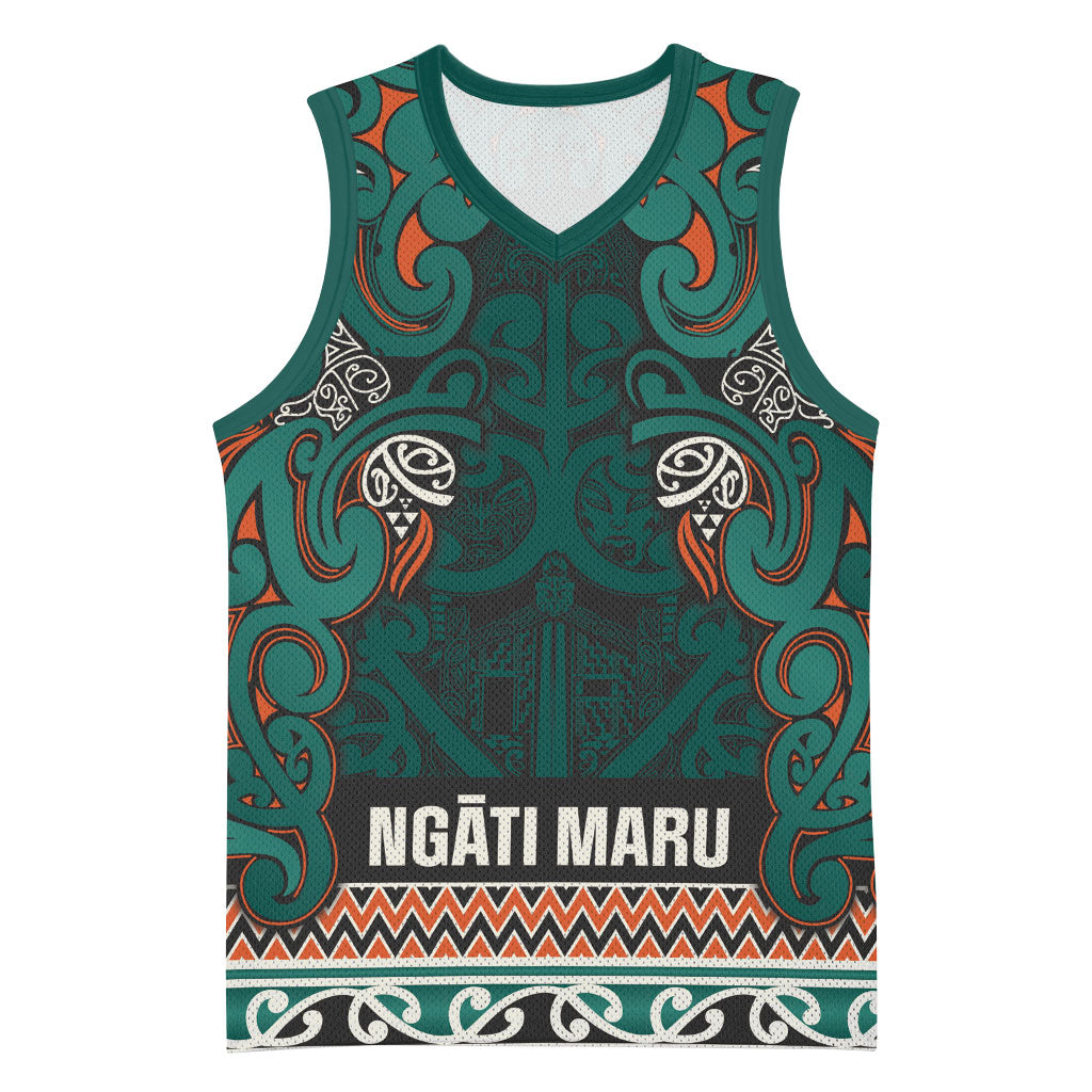 Aotearoa Iwi Ngāti Maru Taranaki Basketball Jersey Maori Wharenui House Tribal Pattern