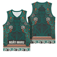 Aotearoa Iwi Ngāti Maru Taranaki Basketball Jersey Maori Wharenui House Tribal Pattern