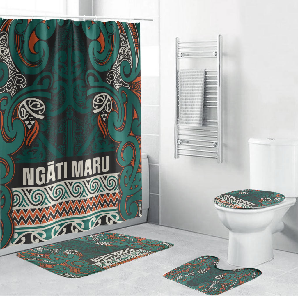 Aotearoa Iwi Ngāti Maru Taranaki Bathroom Set Maori Wharenui House Tribal Pattern