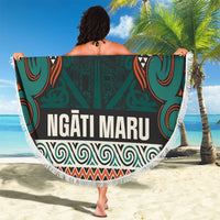 Aotearoa Iwi Ngāti Maru Taranaki Beach Blanket Maori Wharenui House Tribal Pattern