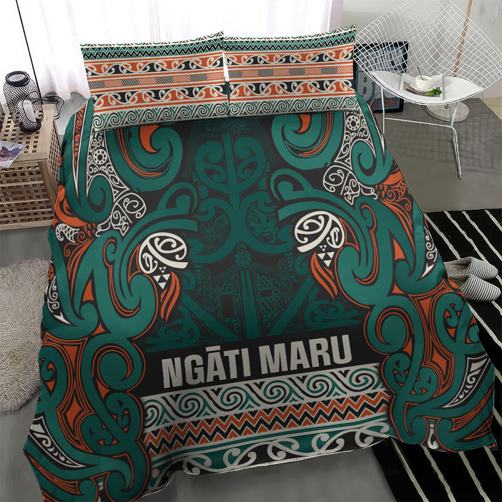 Aotearoa Iwi Ngāti Maru Taranaki Bedding Set Maori Wharenui House Tribal Pattern