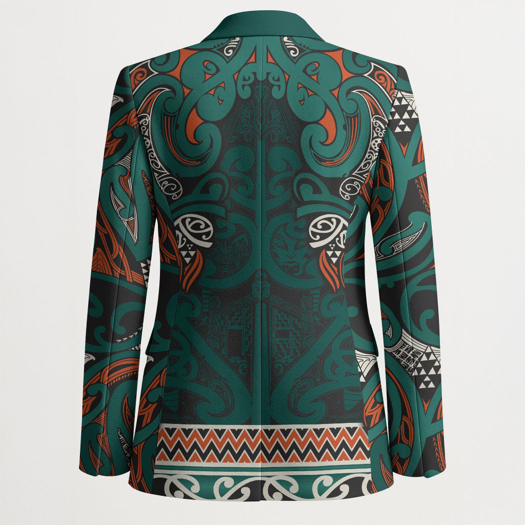 Aotearoa Iwi Ngāti Maru Taranaki Blazer Maori Wharenui House Tribal Pattern