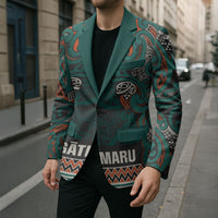 Aotearoa Iwi Ngāti Maru Taranaki Blazer Maori Wharenui House Tribal Pattern