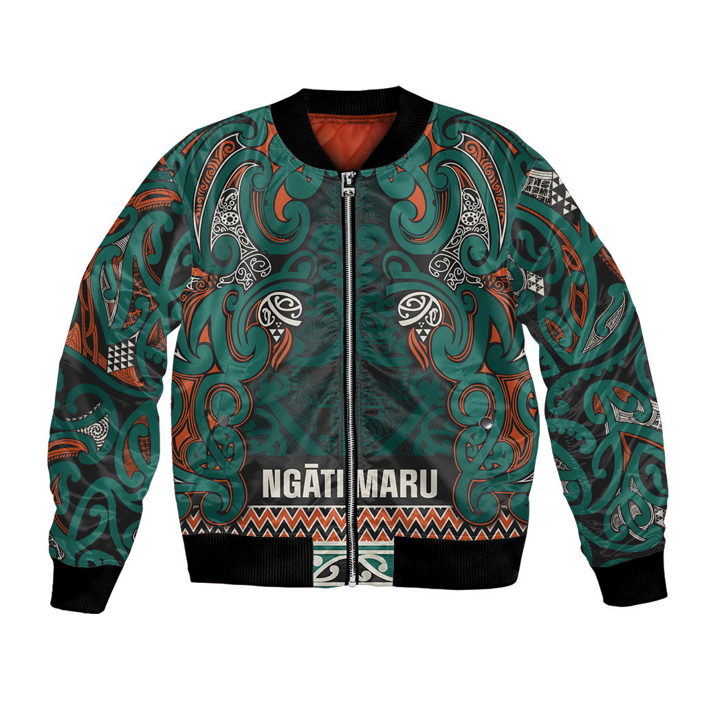 Aotearoa Iwi Ngāti Maru Taranaki Bomber Jacket Maori Wharenui House Tribal Pattern