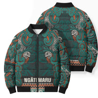 Aotearoa Iwi Ngāti Maru Taranaki Bomber Puffer Jacket Maori Wharenui House Tribal Pattern