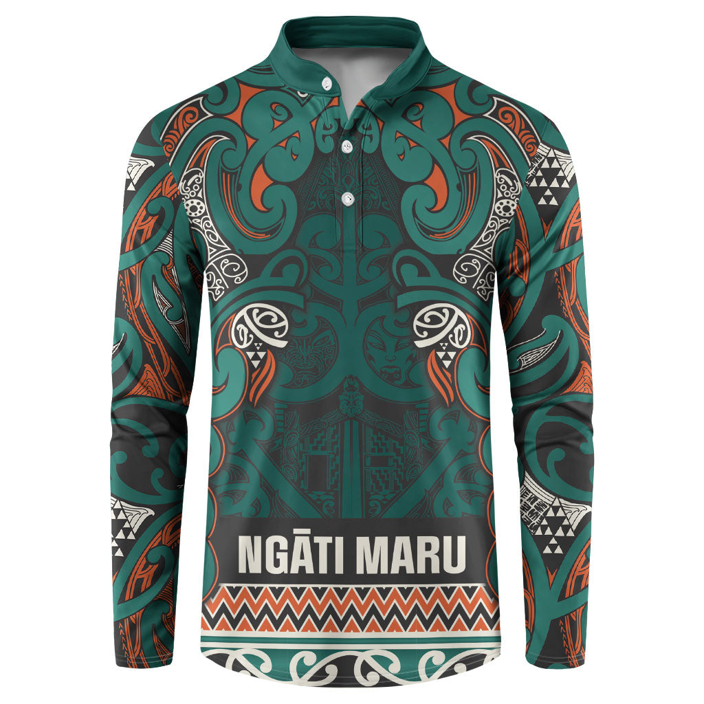 Aotearoa Iwi Ngāti Maru Taranaki Button Sweatshirt Maori Wharenui House Tribal Pattern
