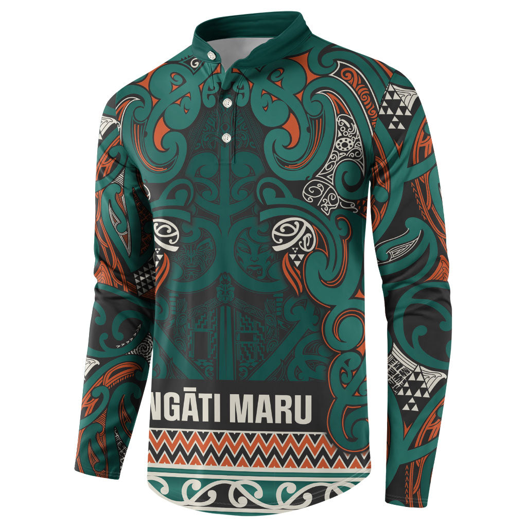 Aotearoa Iwi Ngāti Maru Taranaki Button Sweatshirt Maori Wharenui House Tribal Pattern