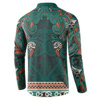 Aotearoa Iwi Ngāti Maru Taranaki Button Sweatshirt Maori Wharenui House Tribal Pattern