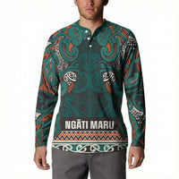 Aotearoa Iwi Ngāti Maru Taranaki Button Sweatshirt Maori Wharenui House Tribal Pattern