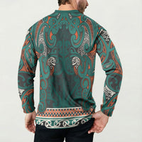 Aotearoa Iwi Ngāti Maru Taranaki Button Sweatshirt Maori Wharenui House Tribal Pattern