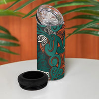 Aotearoa Iwi Ngāti Maru Taranaki 4 in 1 Can Cooler Tumbler Maori Wharenui House Tribal Pattern