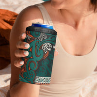Aotearoa Iwi Ngāti Maru Taranaki 4 in 1 Can Cooler Tumbler Maori Wharenui House Tribal Pattern