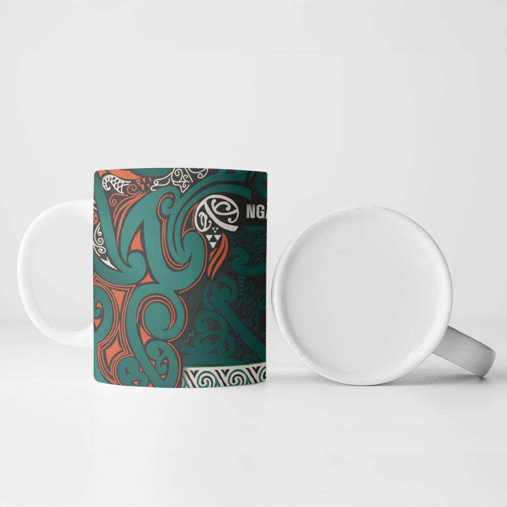 Aotearoa Iwi Ngāti Maru Taranaki Ceramic Mug Maori Wharenui House Tribal Pattern