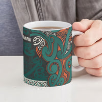 Aotearoa Iwi Ngāti Maru Taranaki Ceramic Mug Maori Wharenui House Tribal Pattern