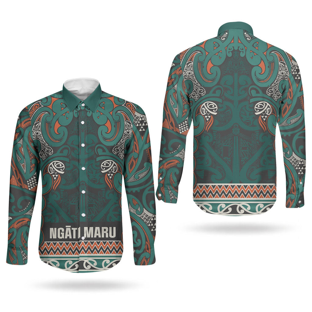 Aotearoa Iwi Ngāti Maru Taranaki Couples Matching Summer Maxi Dress and Long Sleeve Button Shirt Maori Wharenui House Tribal Pattern
