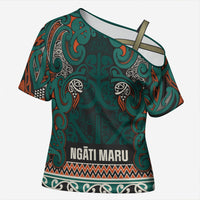 Aotearoa Iwi Ngāti Maru Taranaki Cross Shoulder Shirt Maori Wharenui House Tribal Pattern