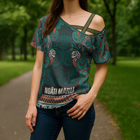Aotearoa Iwi Ngāti Maru Taranaki Cross Shoulder Shirt Maori Wharenui House Tribal Pattern