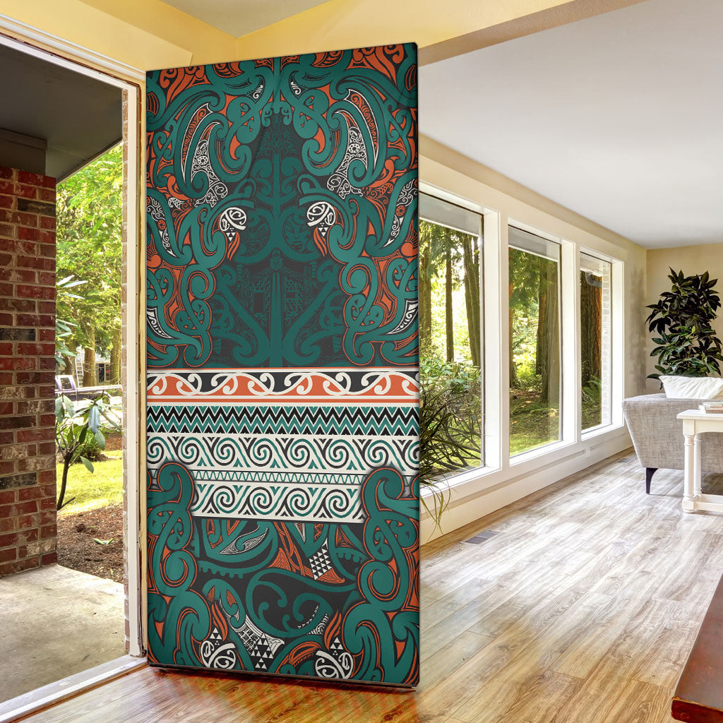 Aotearoa Iwi Ngāti Maru Taranaki Door Cover Maori Wharenui House Tribal Pattern