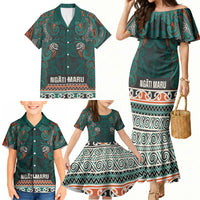 Aotearoa Iwi Ngāti Maru Taranaki Family Matching Mermaid Dress and Hawaiian Shirt Maori Wharenui House Tribal Pattern