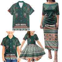 Aotearoa Iwi Ngāti Maru Taranaki Family Matching Puletasi and Hawaiian Shirt Maori Wharenui House Tribal Pattern