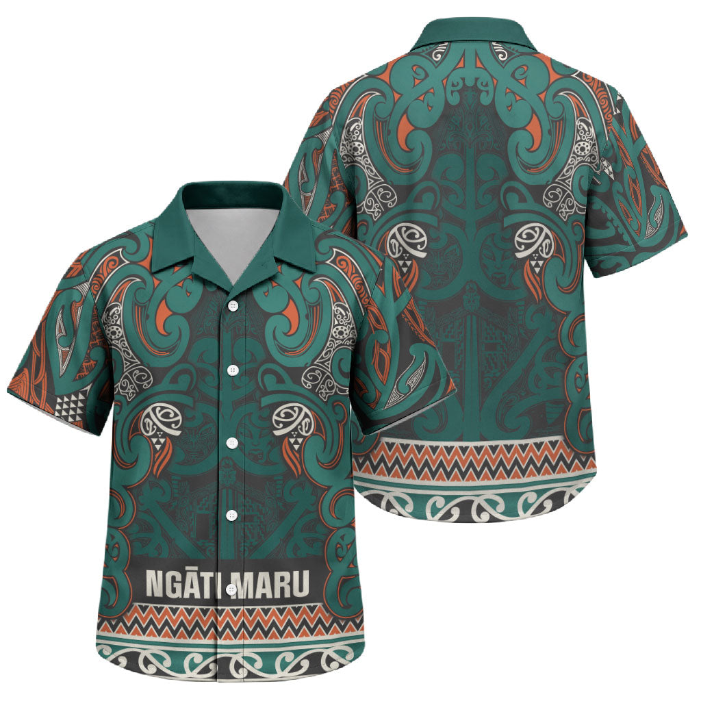 Aotearoa Iwi Ngāti Maru Taranaki Family Matching Puletasi and Hawaiian Shirt Maori Wharenui House Tribal Pattern