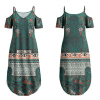 Aotearoa Iwi Ngāti Maru Taranaki Family Matching Summer Maxi Dress and Hawaiian Shirt Maori Wharenui House Tribal Pattern