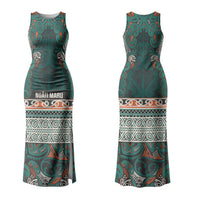 Aotearoa Iwi Ngāti Maru Taranaki Family Matching Tank Maxi Dress and Hawaiian Shirt Maori Wharenui House Tribal Pattern