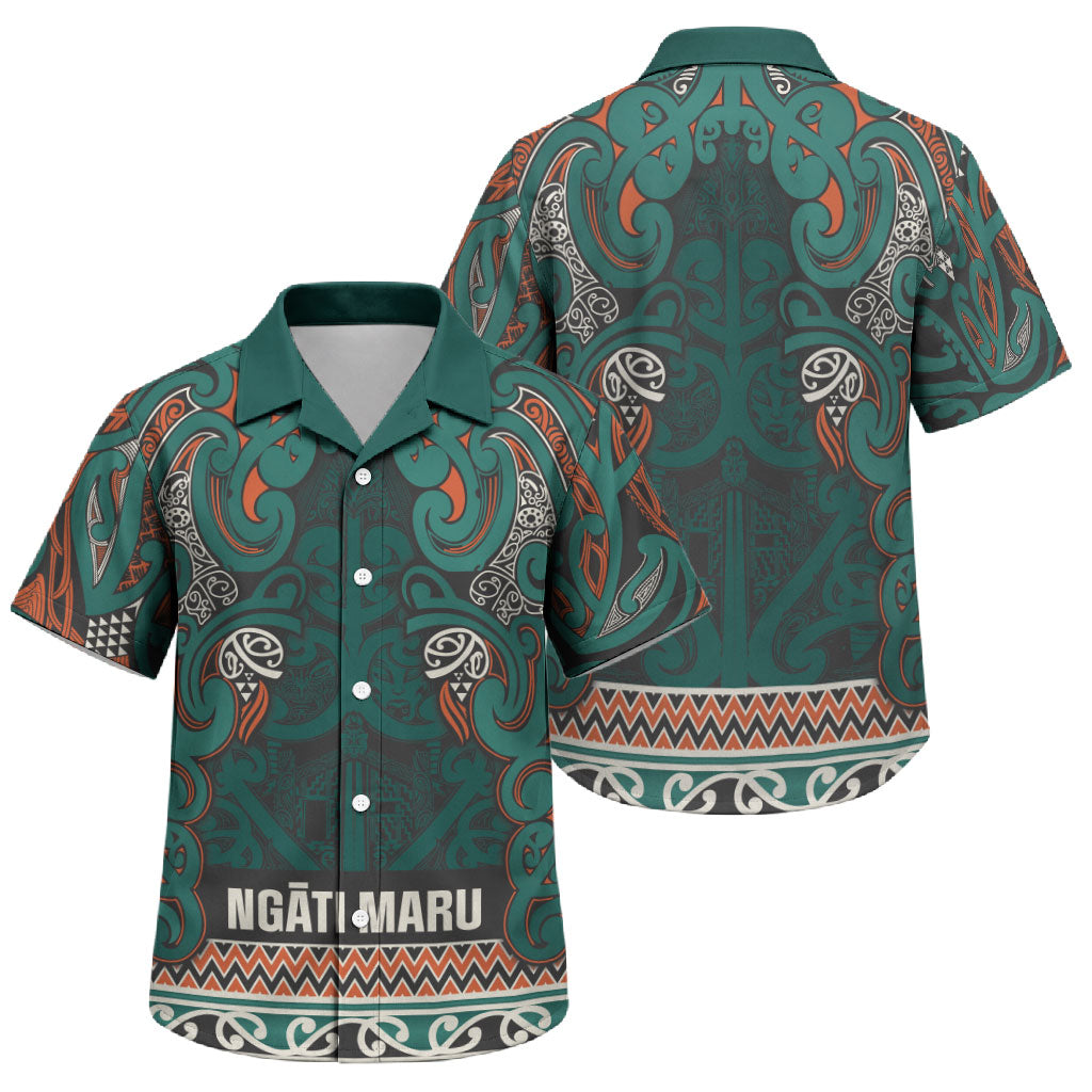Aotearoa Iwi Ngāti Maru Taranaki Family Matching Tank Maxi Dress and Hawaiian Shirt Maori Wharenui House Tribal Pattern