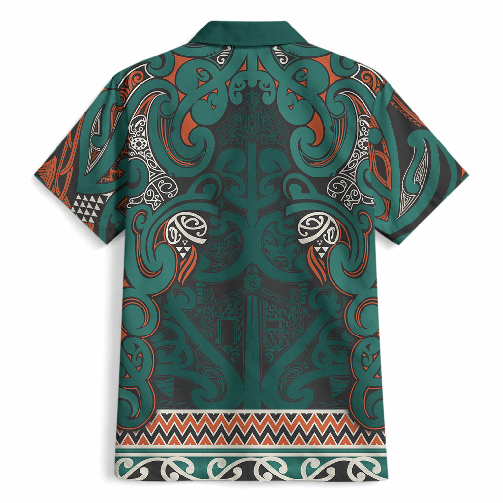Aotearoa Iwi Ngāti Maru Taranaki Hawaiian Shirt Maori Wharenui House Tribal Pattern