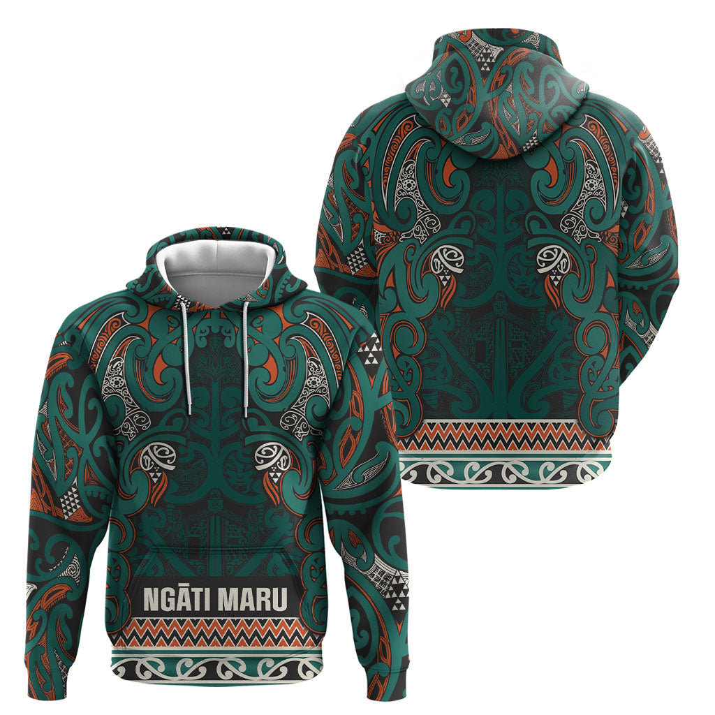 Aotearoa Iwi Ngāti Maru Taranaki Hoodie Maori Wharenui House Tribal Pattern
